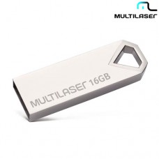 Pen Drive Diamond Metálico 16GB USB 2.0 Leitura 10mb/S e Gravação 3mb/S Prata Multilaser